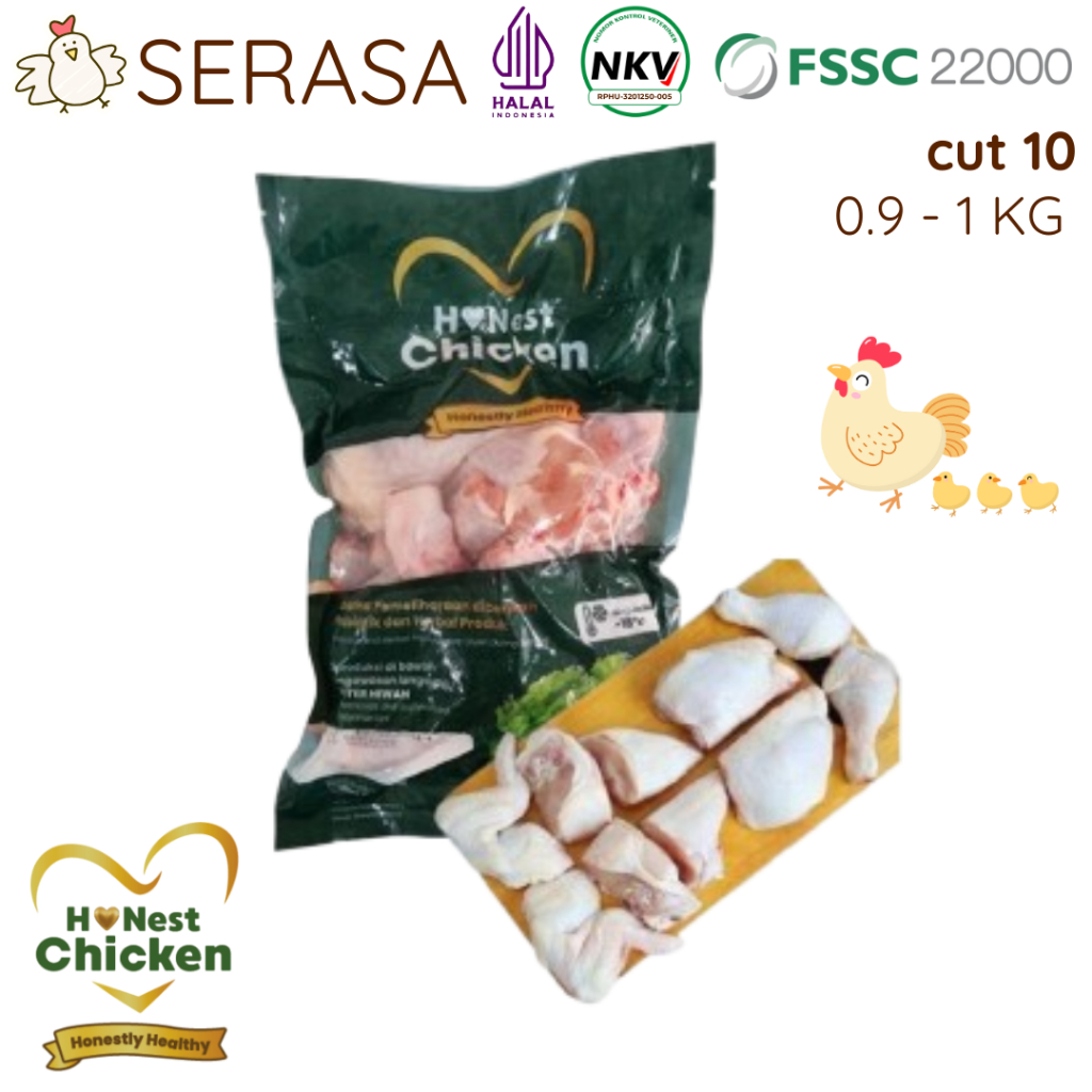 

HONEST CHICKEN DAGING AYAM PROBIOTIK AYAM POTONG ISI 10 HALAL NKV 900 GR - 1000 GR