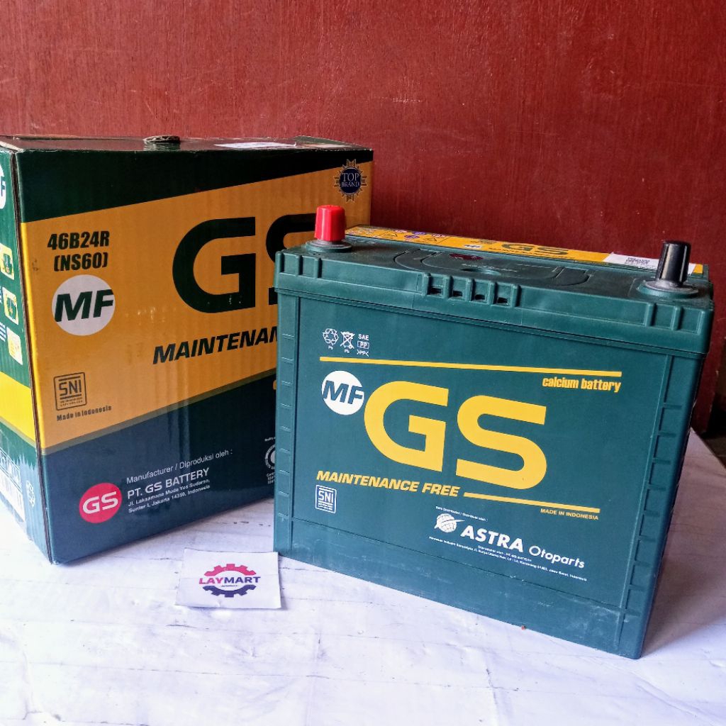ACCU KERING MOBIL GS MF NS60 Kapasitas Ampere  45Ah,Tegangan 12 V