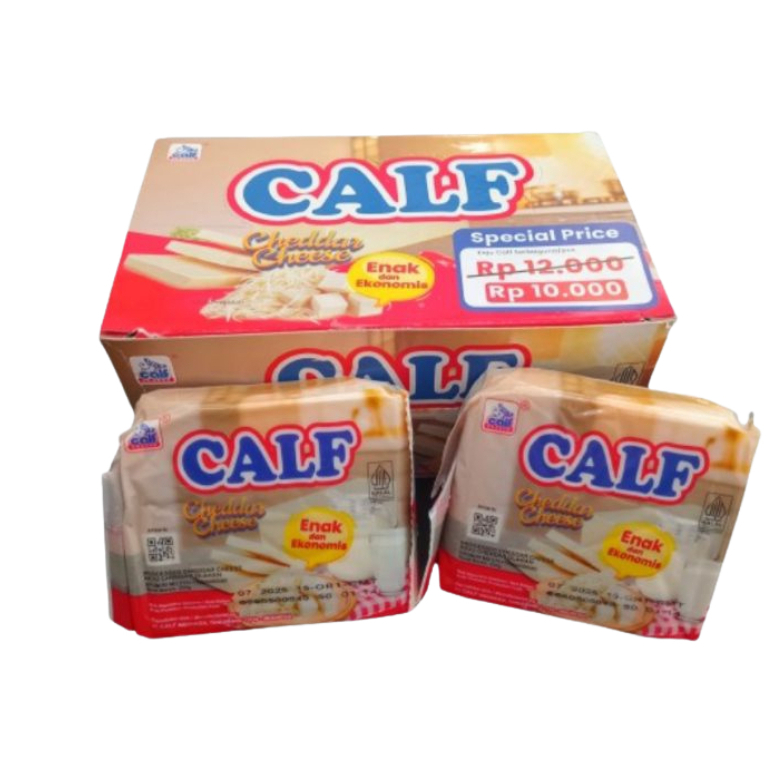 

Keju Calf Cheddar Cheese Ekonomis Ukuran 200 Gram / Keju Calf Blok