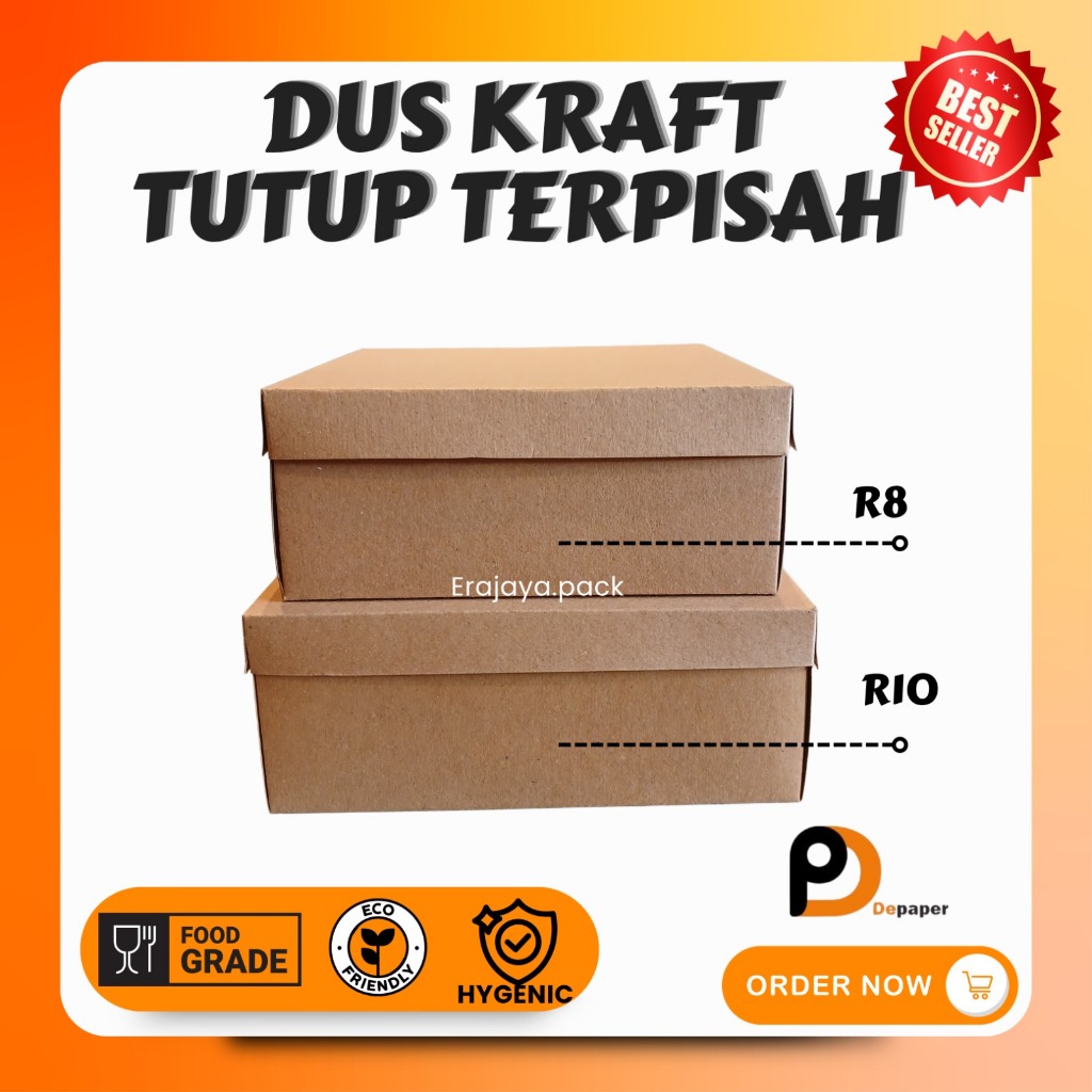 

[Min30pcs] Dus Kue Tutup Terpisan Kraft Polos Non Laminasi Variasi R10,R8