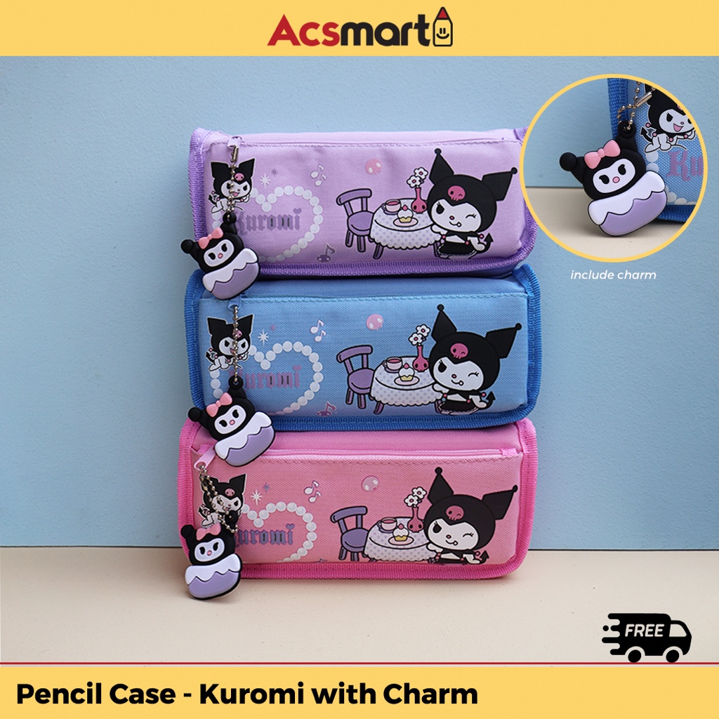 

ACSmart - Kuromi Sanrio Pencil Case with charm | Kotak Pensil lucu Kuromi [R418]