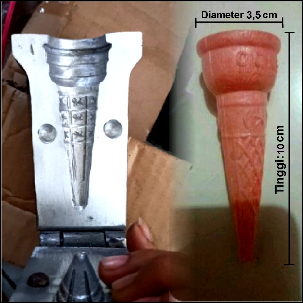 Cetakan Cone Es Krim Ring 12 Diameter Cone 3,5 cm Kondisi Second 95% Siap Pakai