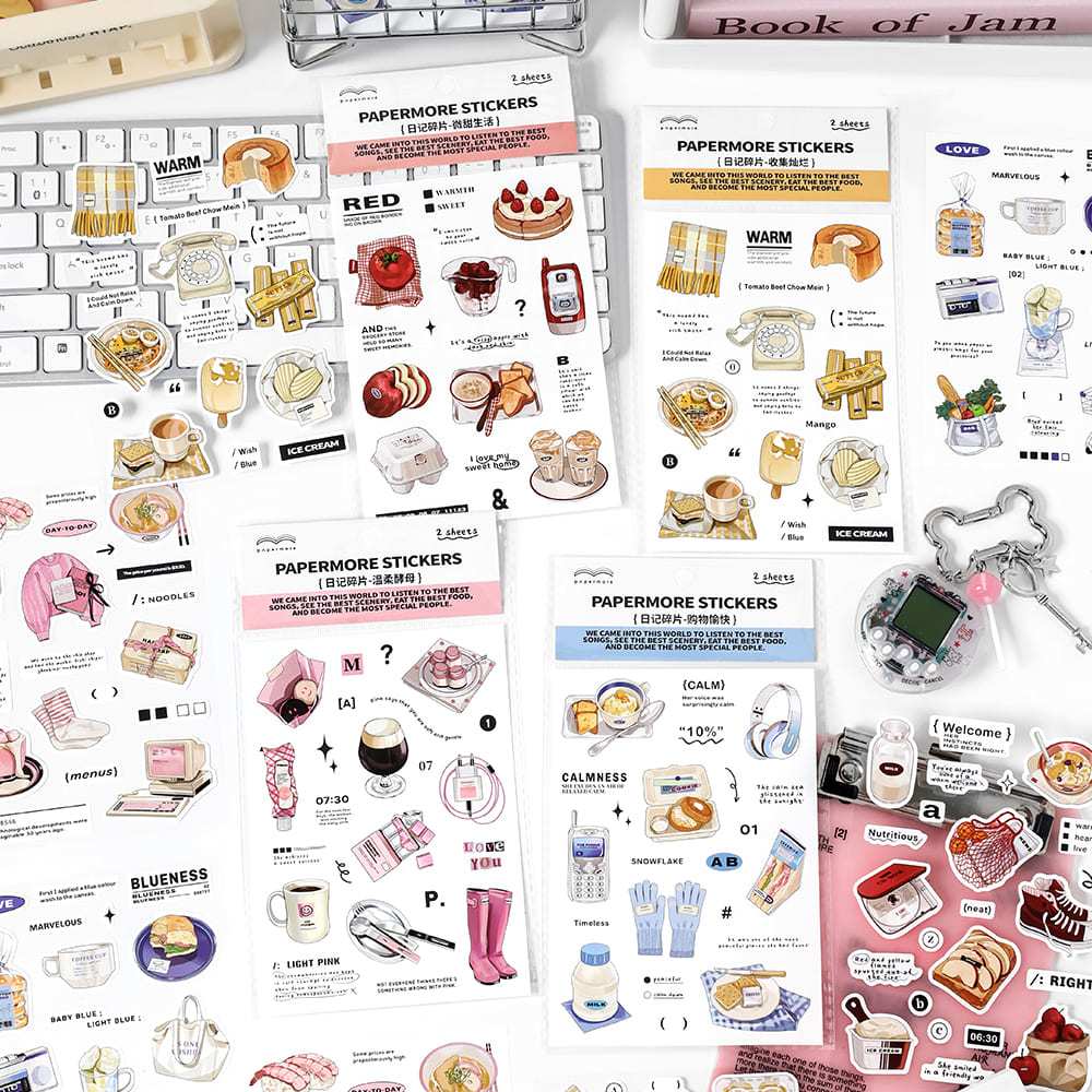 

(5M50) 2 Lembar Stiker Seri Fragmen Buku Harian (Kiss-Cut) Dekorasi Buku Pegangan Retro Sederhana Stiker Perekat Diy Journal Scrapbook