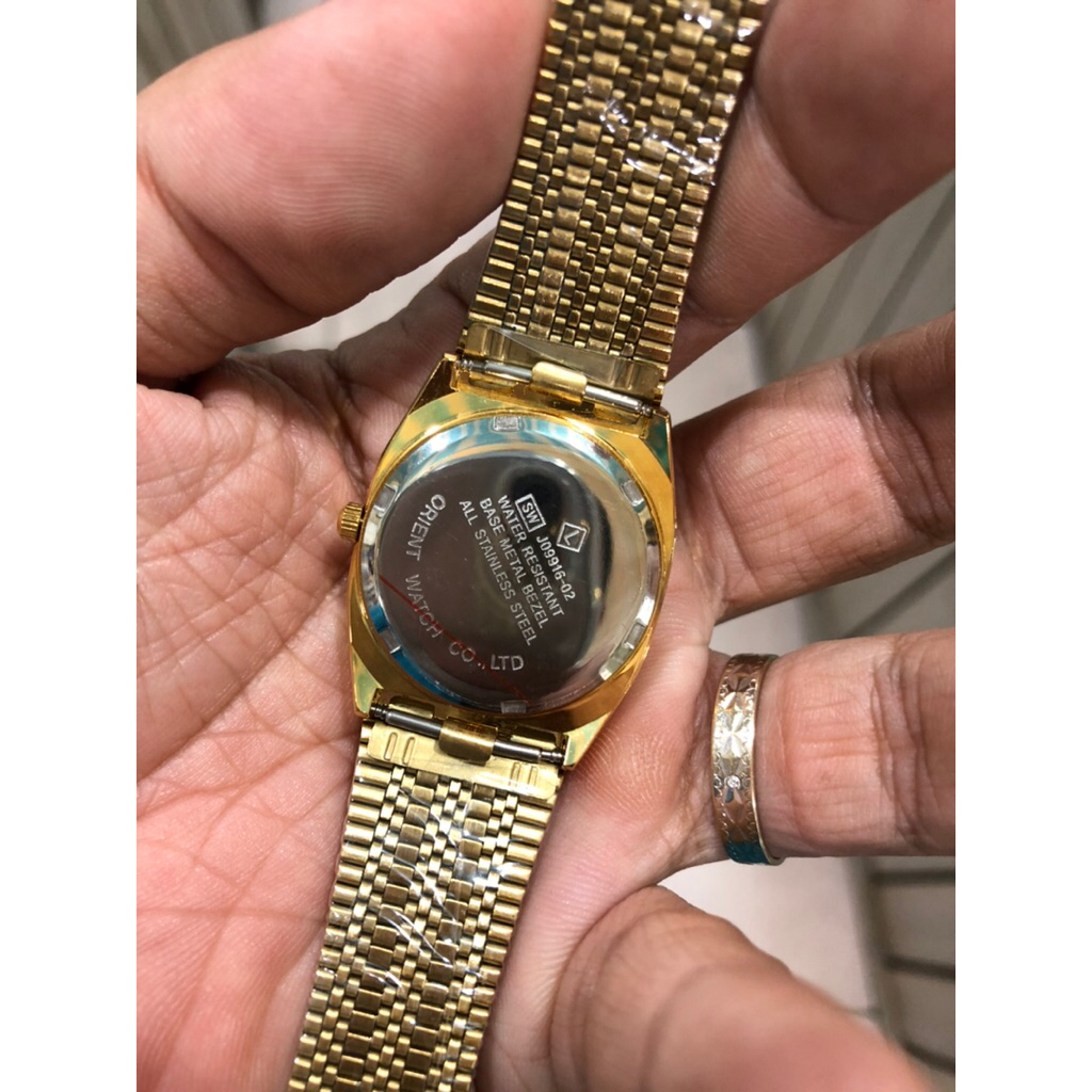 jam tangan klasik gold jam pria quartz Orn  stenlis steel tanggal hari elegant vintage