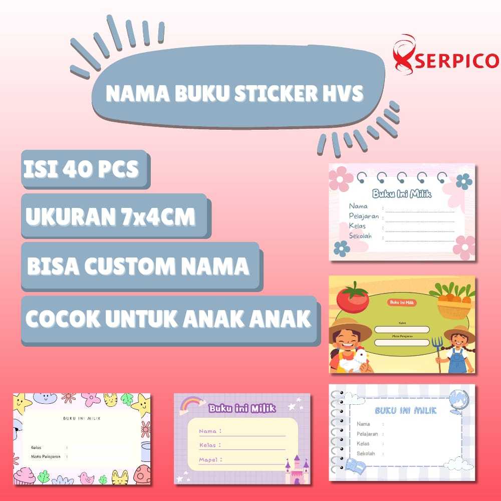 

(40 pcs) Aesthetic Book Label Sticker Label Nama Buku Pelajaran Sekolah (Stiker Mata Pelajaran) Sticker Buku Tulis Sekolah