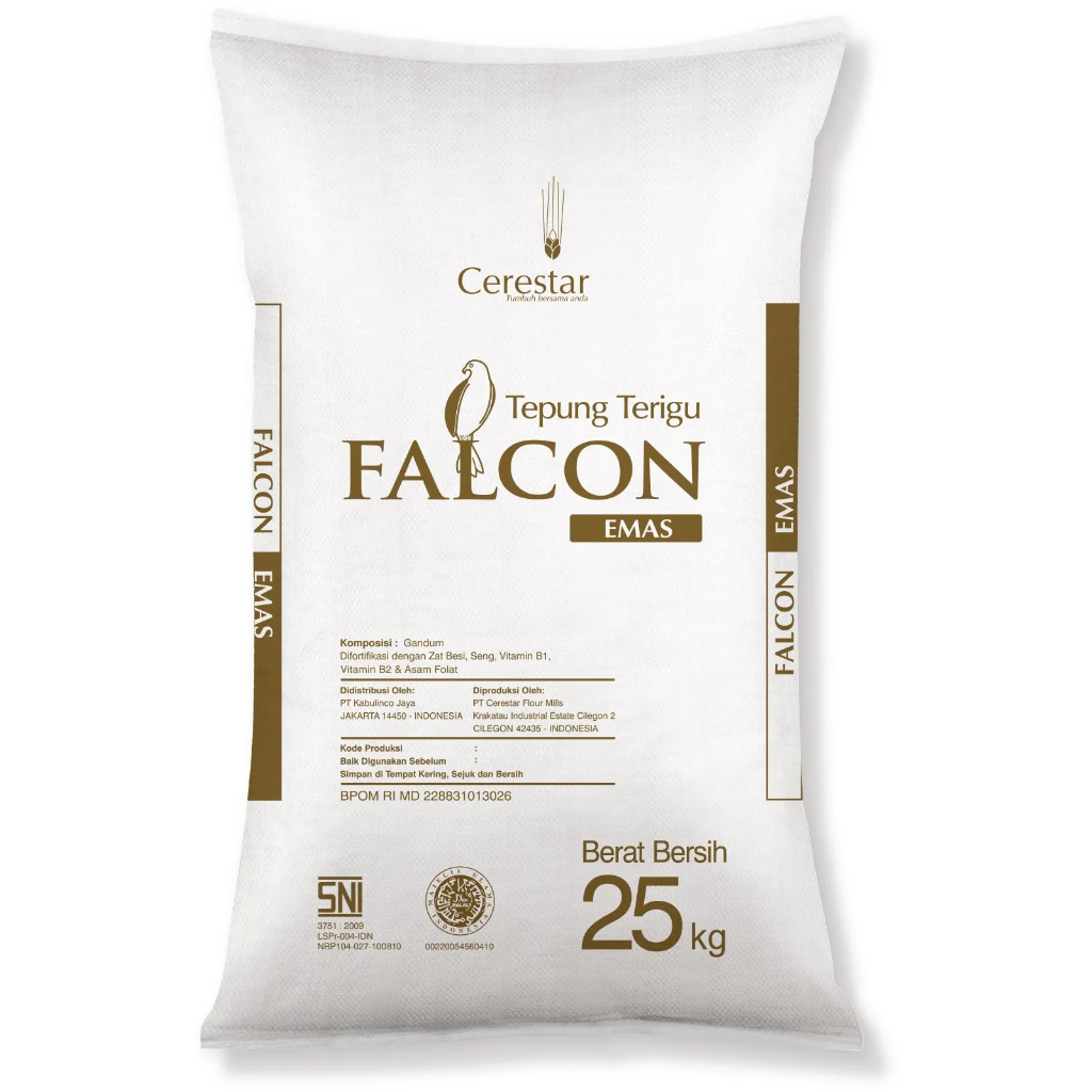

Terigu Falcon Emas protein tinggi karung 25Kg