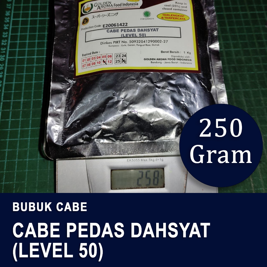 

Cabe Merah Pedas Dahsyat (Level 50) 250 Gr - (Tidak Gurih) Repack dari merk Golden Aroma Food Indonesia, Cocok Untuk Membuat Aneka Sambal, Bahan Minyak Cabe, Dimsum, Bumbu Nasgor, Taburan Aneka Snack, Ayam Shihlin Dll Kemasan Alumunium Silver.