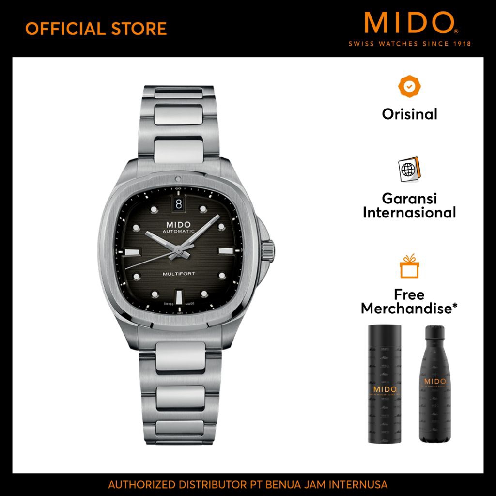 MIDO M0493071108100 Multifort TV 35 Automatic Dial Grey Stainless Stell Strap