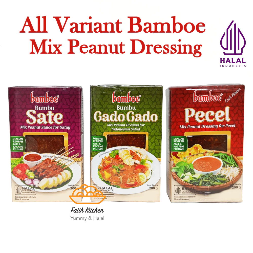 

BAMBOE Bumbu Kacang Instan Untuk Sate, Pecel, Gado-Gado Khas Nusantara 200 gr Gurih Manis Enak Halal