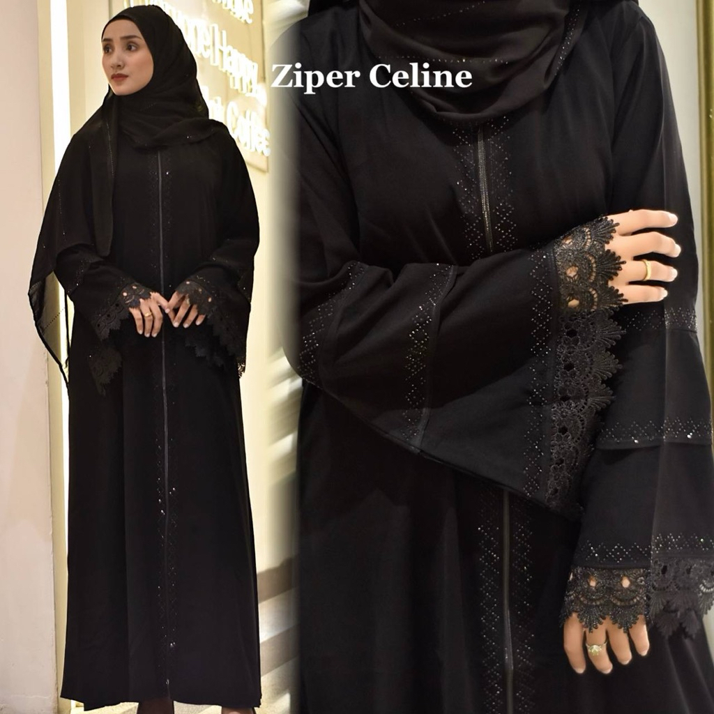 Abaya Hitam Raya Muslim Gamis Arab Dewasa Wanita Umroh Mata Hitam  Dress Syari Maxi Turki Bordir Rem