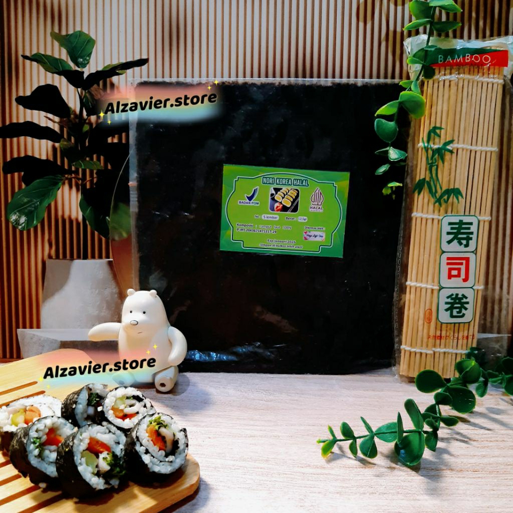 

Paket Nori Sushi isi 5 Lembar + Bambu simple sushi penggulung sushi seaweed kimbap bento rumput laut termurah