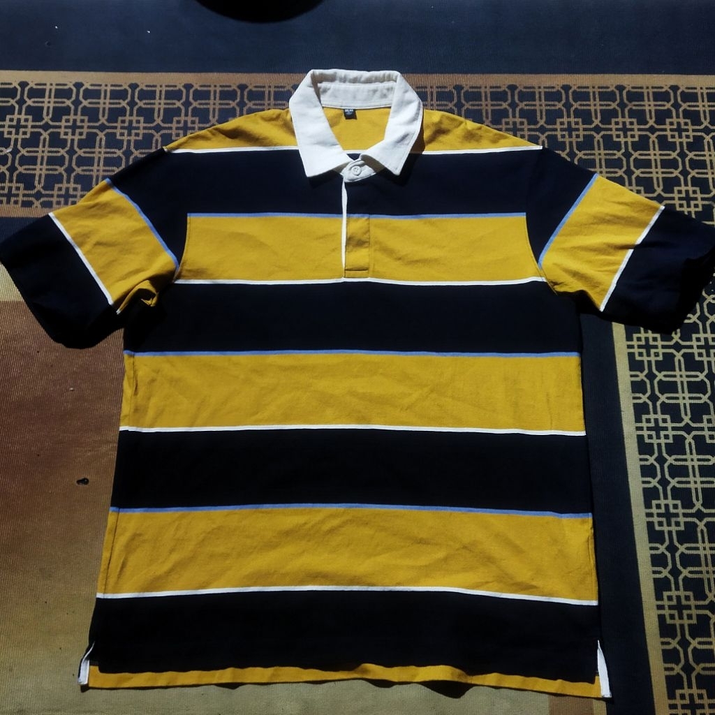 Uniqlo Polo Shirt Rugby Stripes Yellow