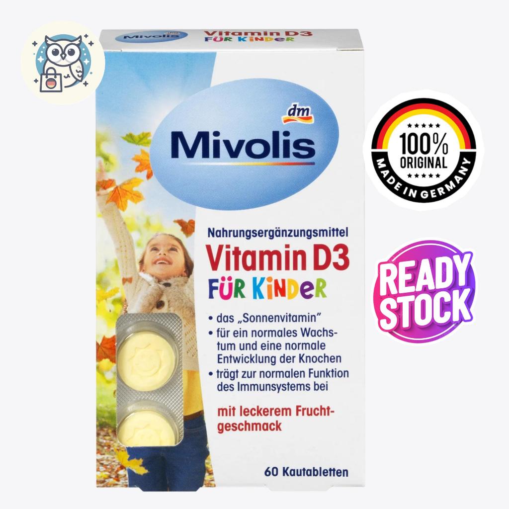 Mivolis Vitamin D3 Anak Import Germany | Permen Kunyah Rasa Buah - 60 butir