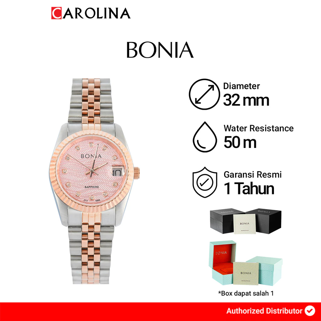 Jam Tangan Wanita BONIA B10550-3677 Pink Dial Silver Stainless Steel