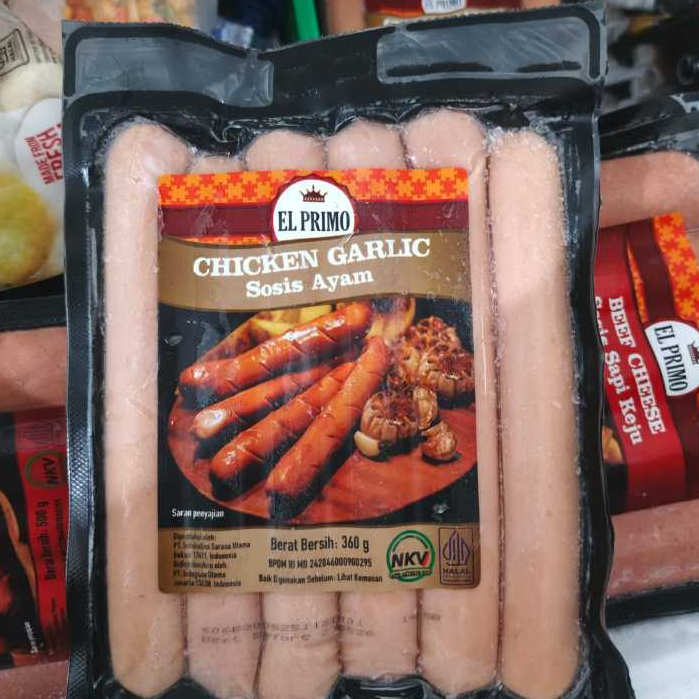

Sosis El Primo Rasa Ayam Garlic 360gr isi 6
