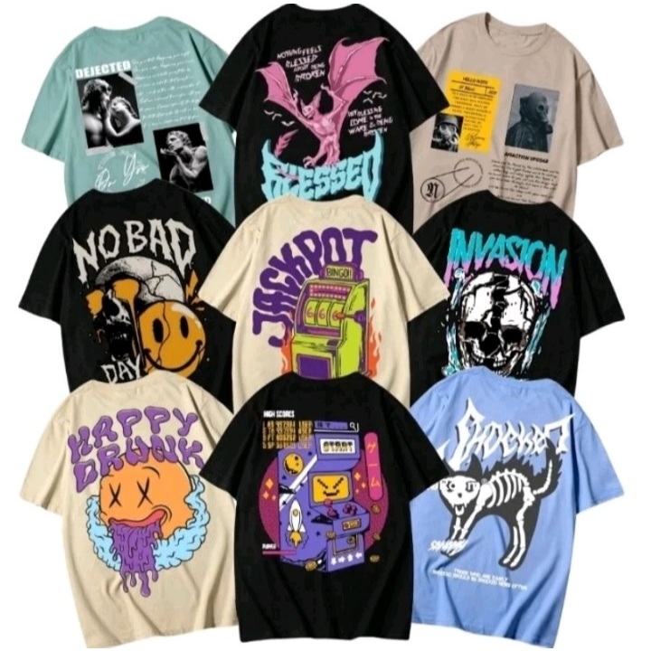 PROMO PAKET ( 100RB Dapat 4 KAOS DISTRO PRIA ) Kaos Distro Dewasa Dan Remaja Ukuran M L XL Pria Moti