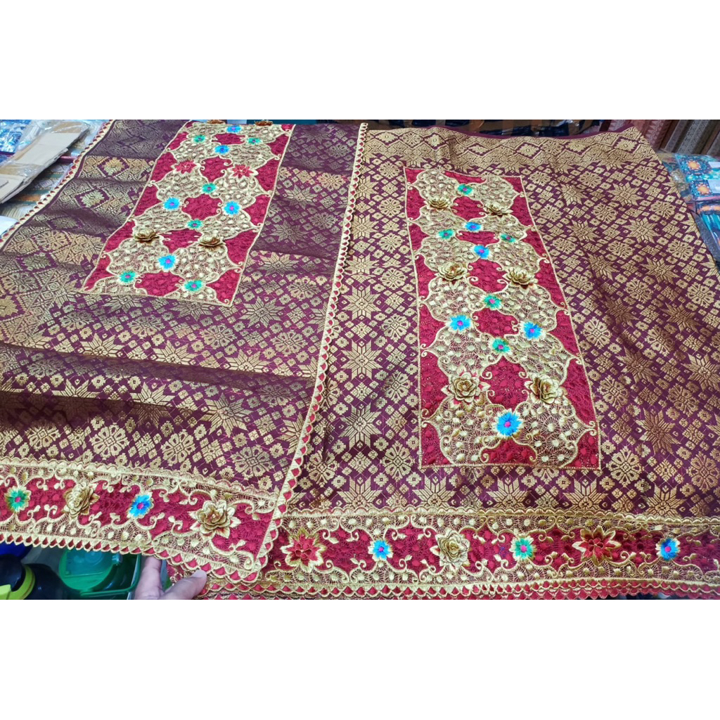 Songket tenunan mesin  palembang motif lepus full bordir