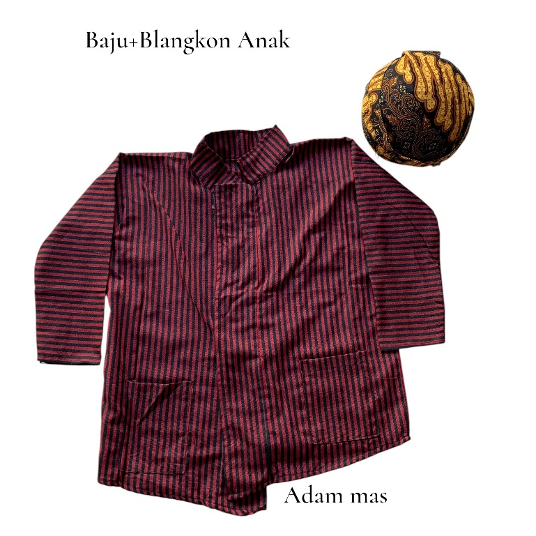Baju surjan lurik anak laki laki/Baju adat jawa anak dan blangkon/Baju lurik anak 2-12 tahun