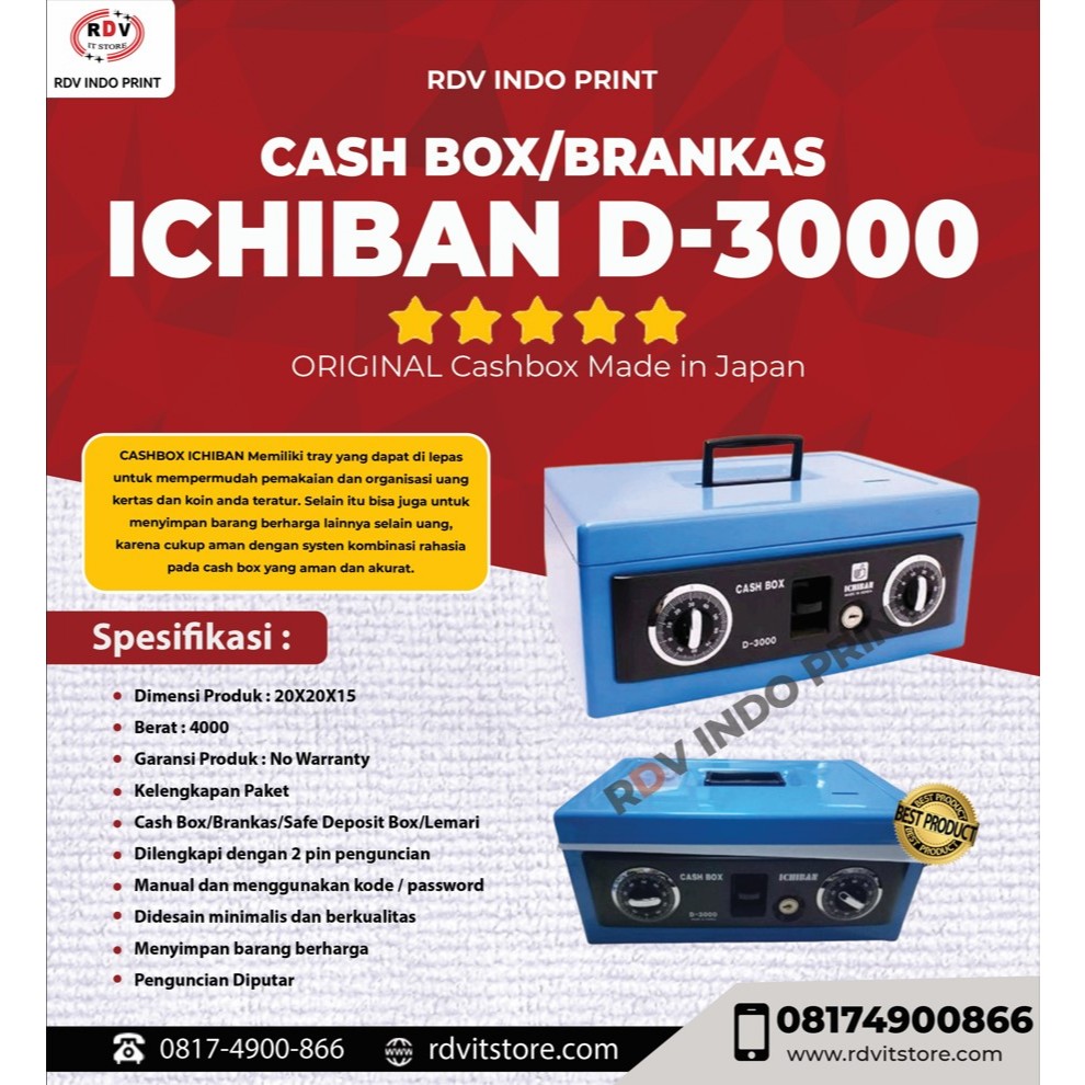 Cashbox/Brankas Ichiban D-3000 Dengan Alarm
