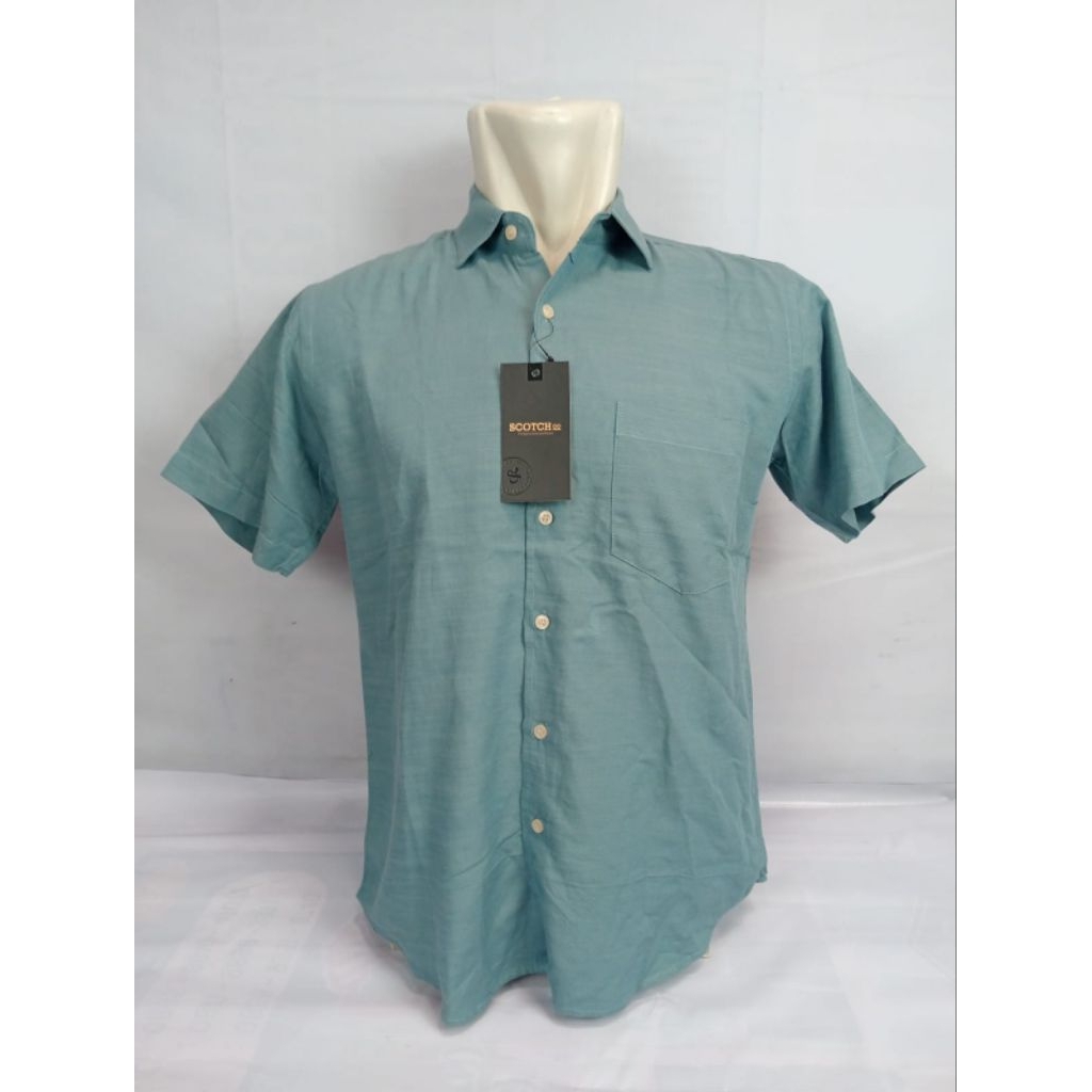 Kemeja SCOTCH&CO Pria dewasa Lengan Pendek Modern Fit