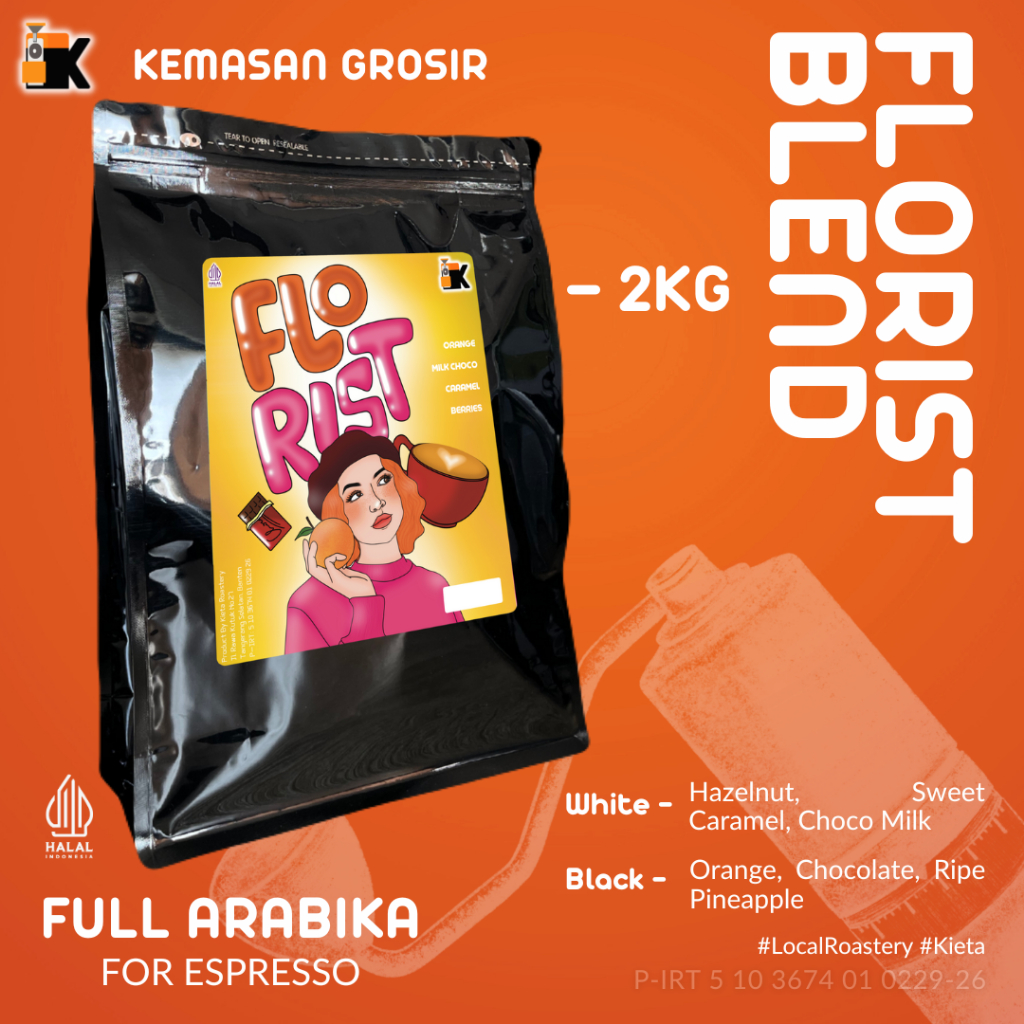 

Kieta Roastery - Biji Kopi Florist Blend 2kg / Bubuk Arabica Roasted Coffee Bean Espresso Based