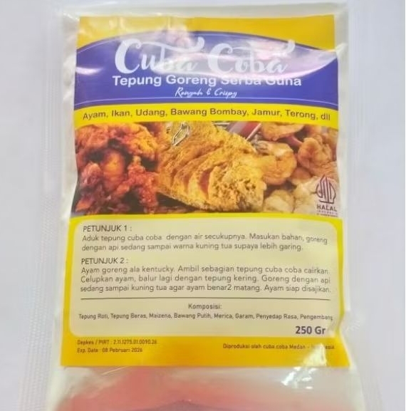 

Tepung goreng serba guna merk Cuba Coba kemasan 250gram