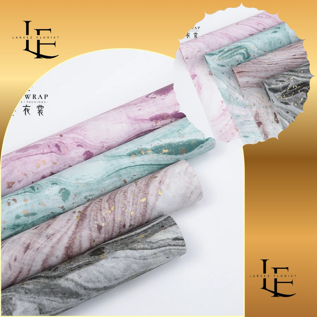 

[1 PACK/ 20 LEMBAR] Flower Wrapping Paper Aurora Marble Sparkling Gold Cellophane Waterproof Kertas Bungkus Pembungkus Bouquet Bucket Bunga Pastel Emas Anti Air