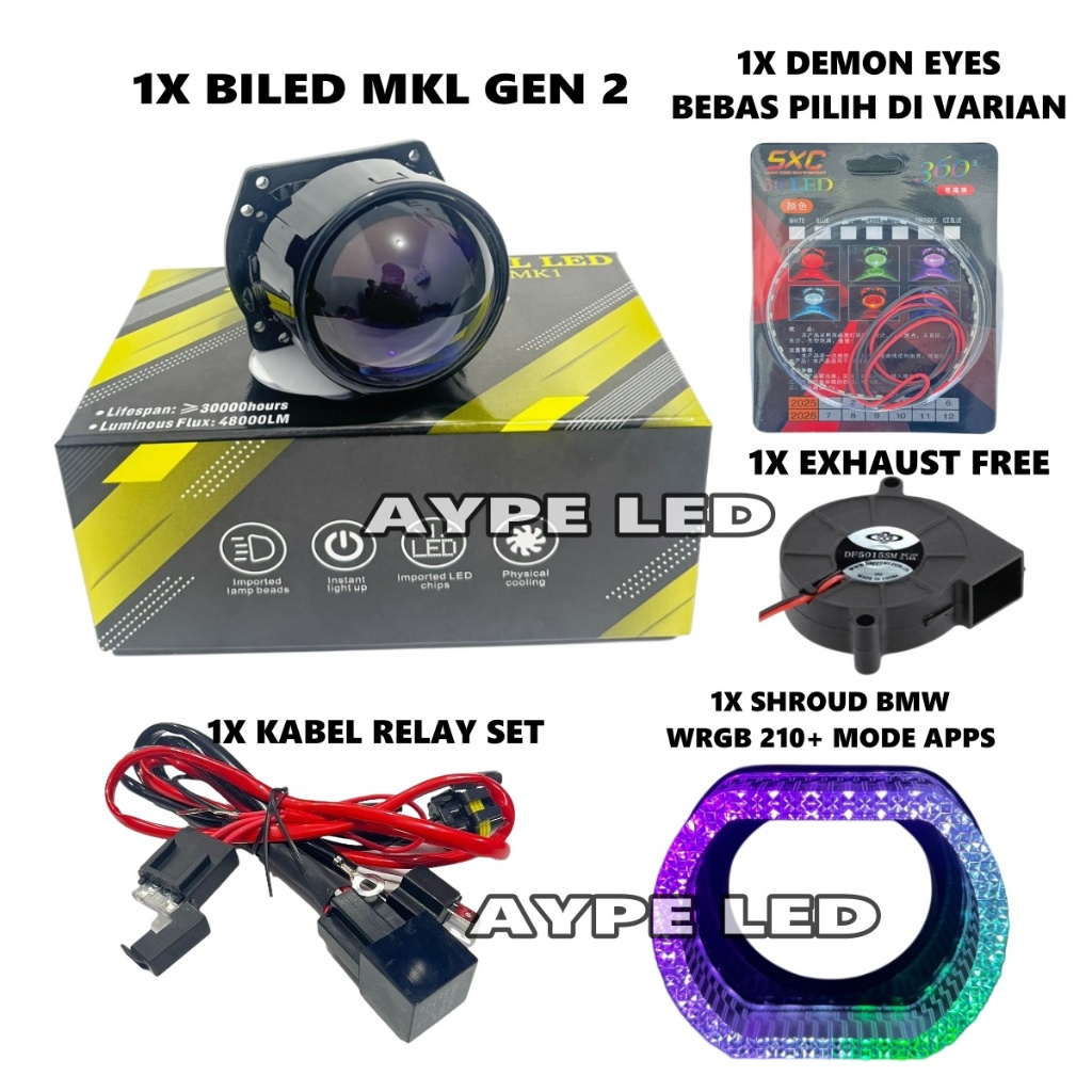 Biled Projector MKL MK1 Gen 1 Gen 2 Bluelens 2,5 inch Flat Cut OFF 60 watt Biled MKL Original