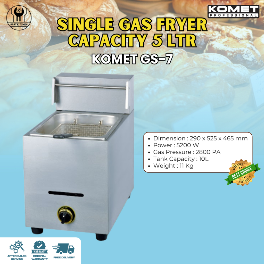 KOMET Gas Deep Fryer GS-7 Penggorengan Gas 10 liter Stainless Steel Hemat Energi