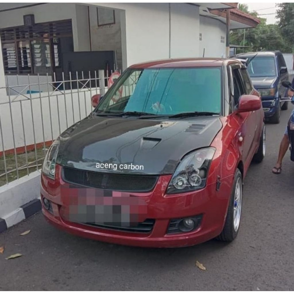 kap mesin suzuki swift old 2008 custom carbon kevlar