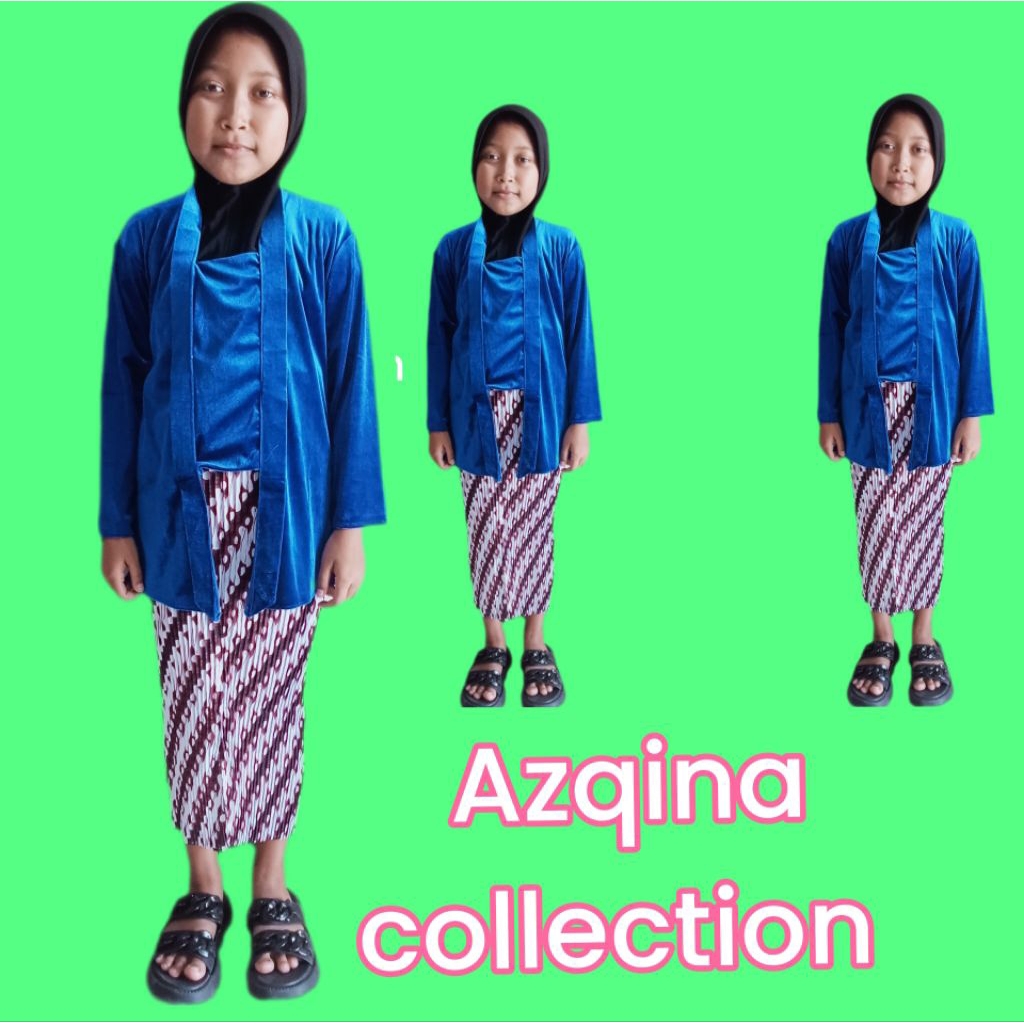 SET KEBAYA  BLUDRU KUTUBARU ANAK PEREMPUAN (atasan+rok plisket)