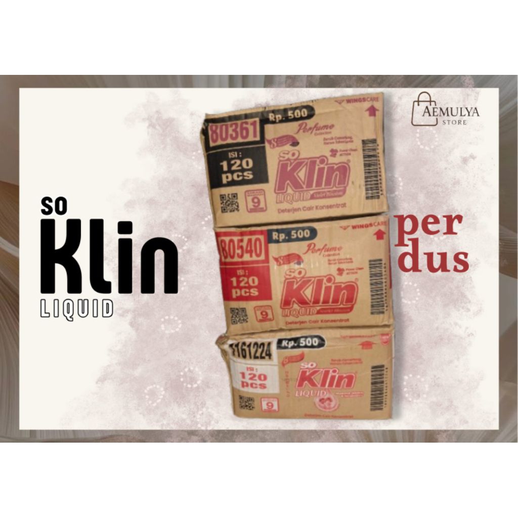 [ETALASE GROSIR/DUS] so klin cair/So Klin Liquid Deterjen Cair 20ml – 1 Karton Isi 120 pcs(5 pack)
