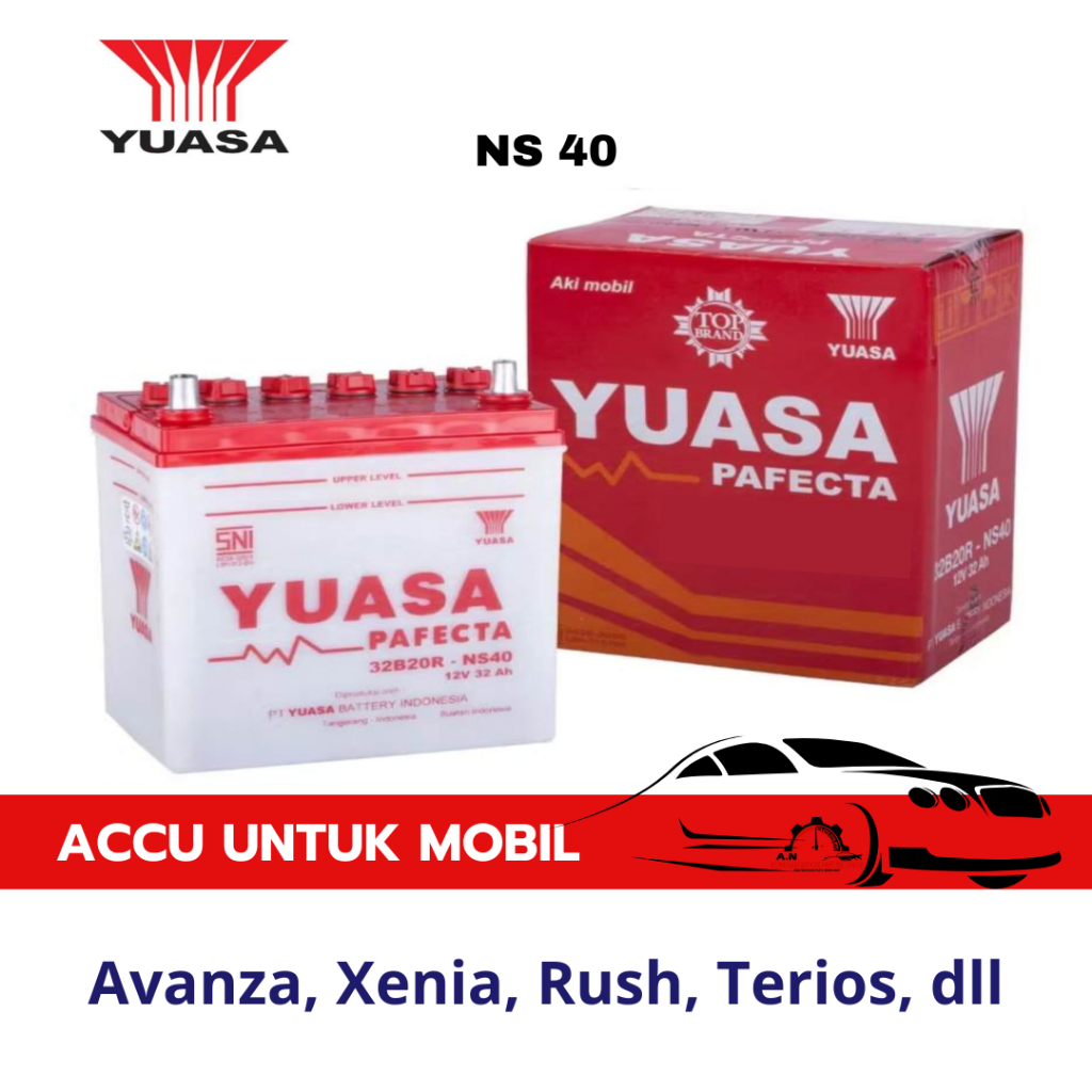 Aki Mobil untuk mobil Avanza Xenia Rush Terios DLL - Accu Yuasa Ns40 Aki Basah 12 V / 32 Ampere