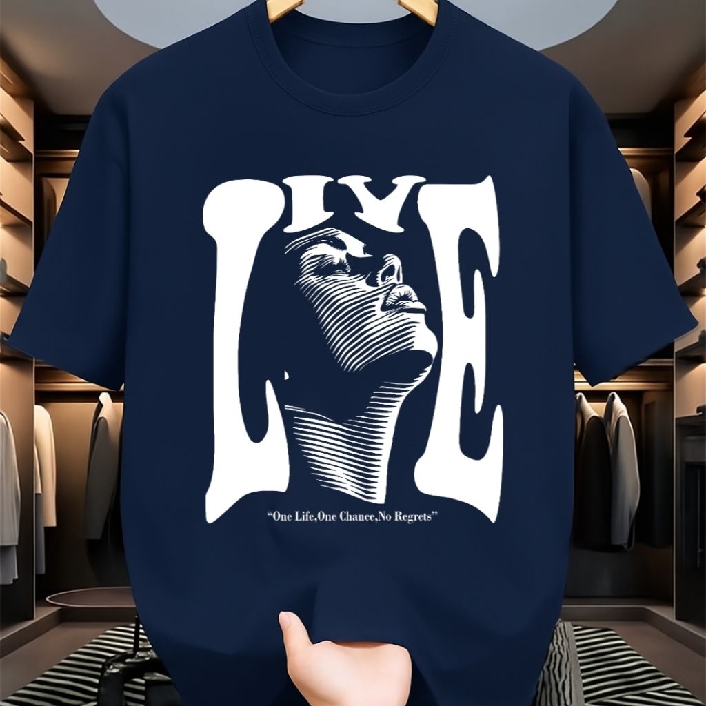 Kaos Pria Tulisan One Life Sablon/Gambar Dtf Besar Kaos Distro Pria Baju Pria Gambar Kaos Unisex Dew