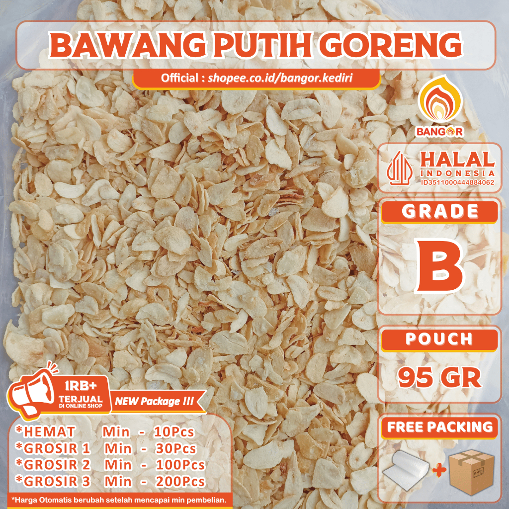 

PUTIH-B [ POUCH / 95 Gr ] Bawang Putih Goreng / Bawang Goreng, Grade B, Standing Pouch Zipper