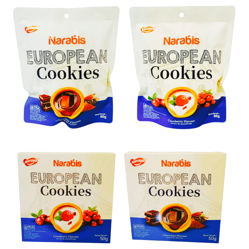 

NARAYA NARABIS EUROPEAN Cookies Kemasan Bag 60g Kemasan Box 50g