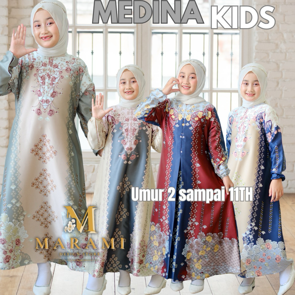 baju gamis dress anak anak bahan satin armany maxmara silk motif bunga umur 2 sampai 11tahun