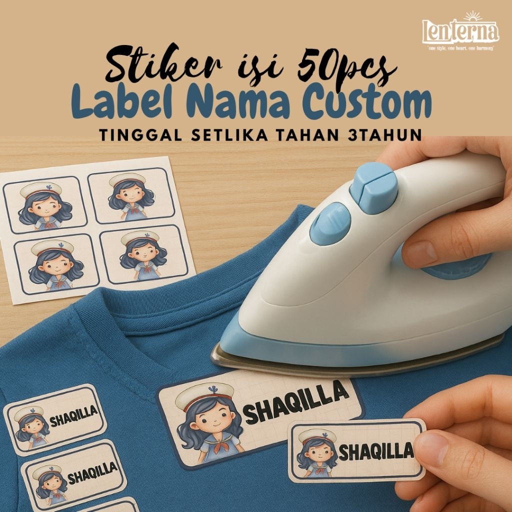 

Lenterna Custom Stiker Label Baju DTF Nama Anak Karakter Laki Laki Perempuan