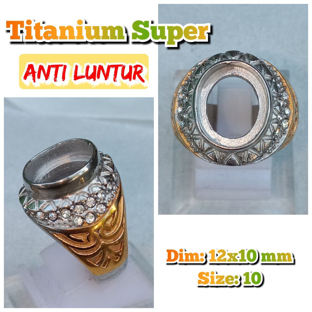 cincin emban batu akik batu permata anti Luntur super titanium.15