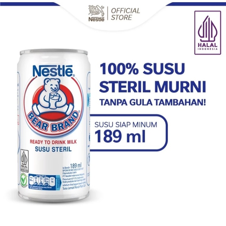 

BEAR BRAND Susu Kalem Susu Beruang Susu Steril 189ml