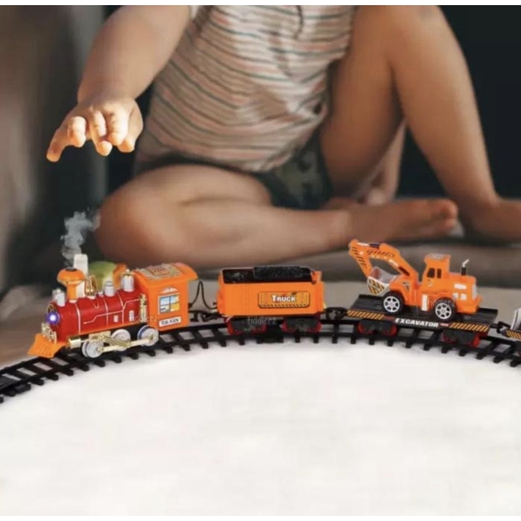 mainan kereta api konstruksi truk construction super train rel gerbong pohon