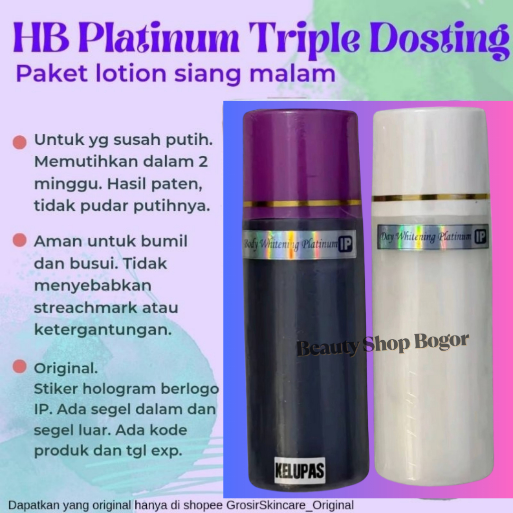 PROMO Paket Siang Malam HB Dosting Triple Dosis Anggur Ungu Pekat HandBody Lotion Whitening Platinum