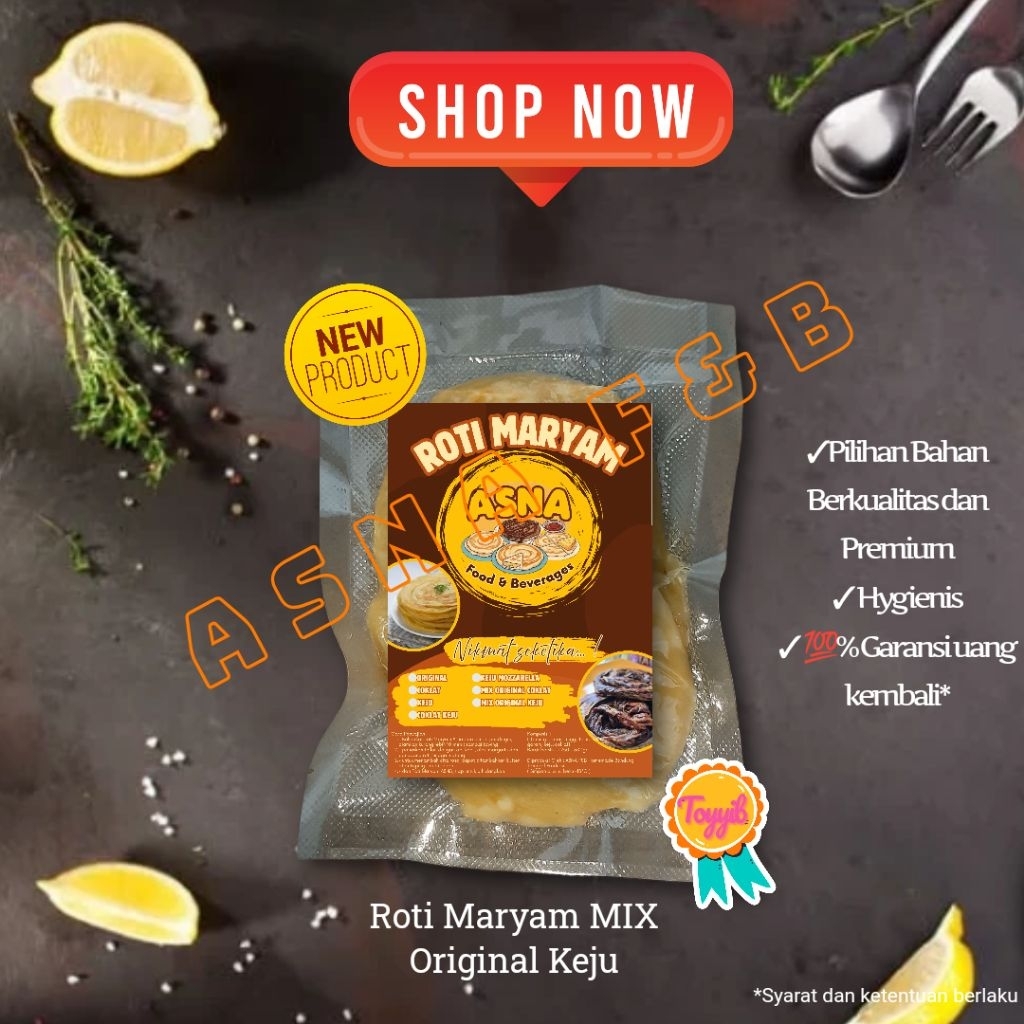

Roti Maryam Asna | Roti Canai | Roti Cane MIX Original & Keju isi 6 Bandung