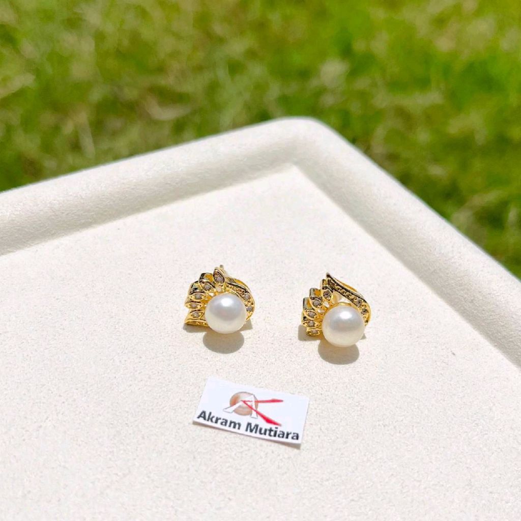 giwang rhodium mutiara air tawar/giwang mutiara tawar asli lombok