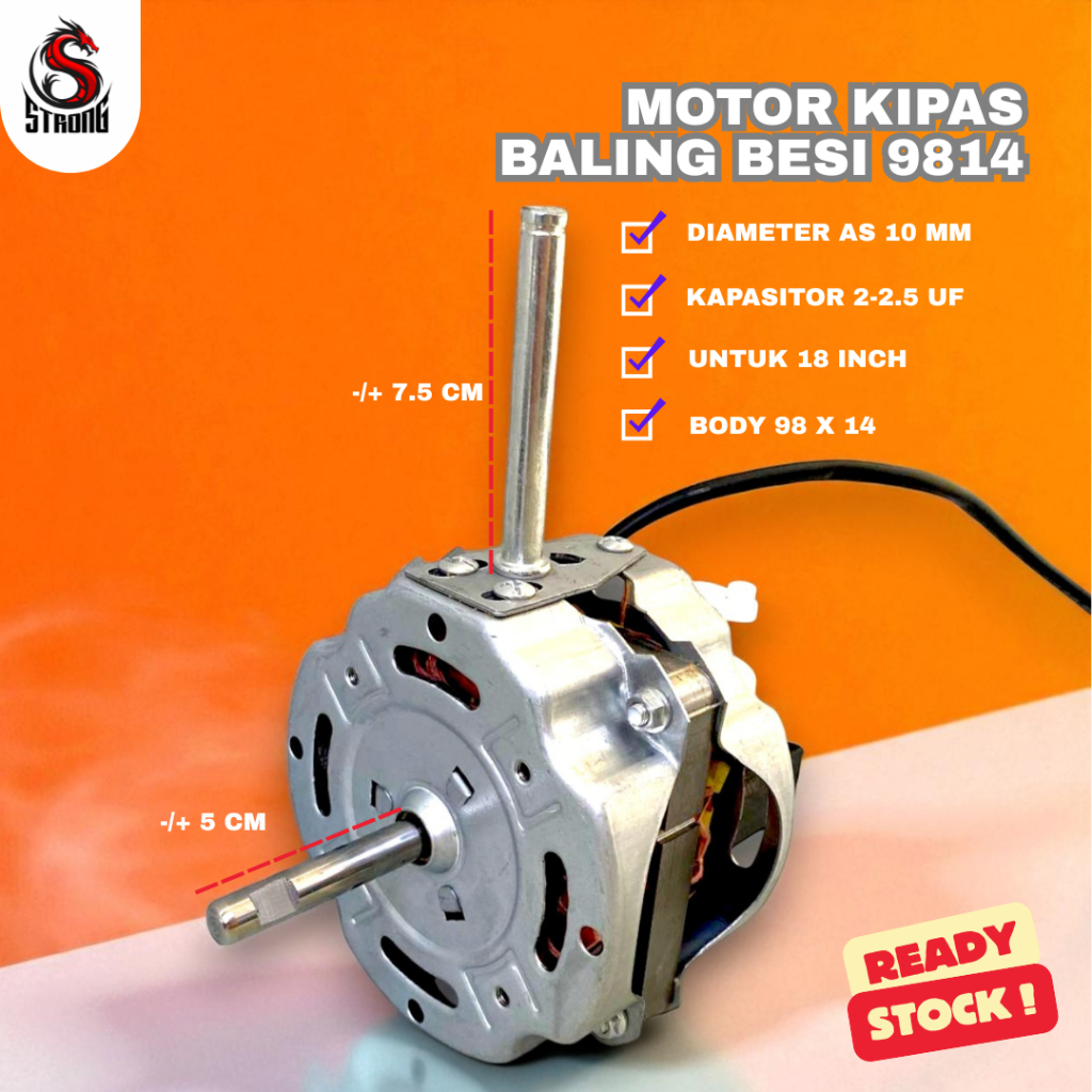 STRONG Dinamo / Motor Kipas 1851 Baling-Baling Besi Body 9814 - Mesin Kipas Angin BESAR