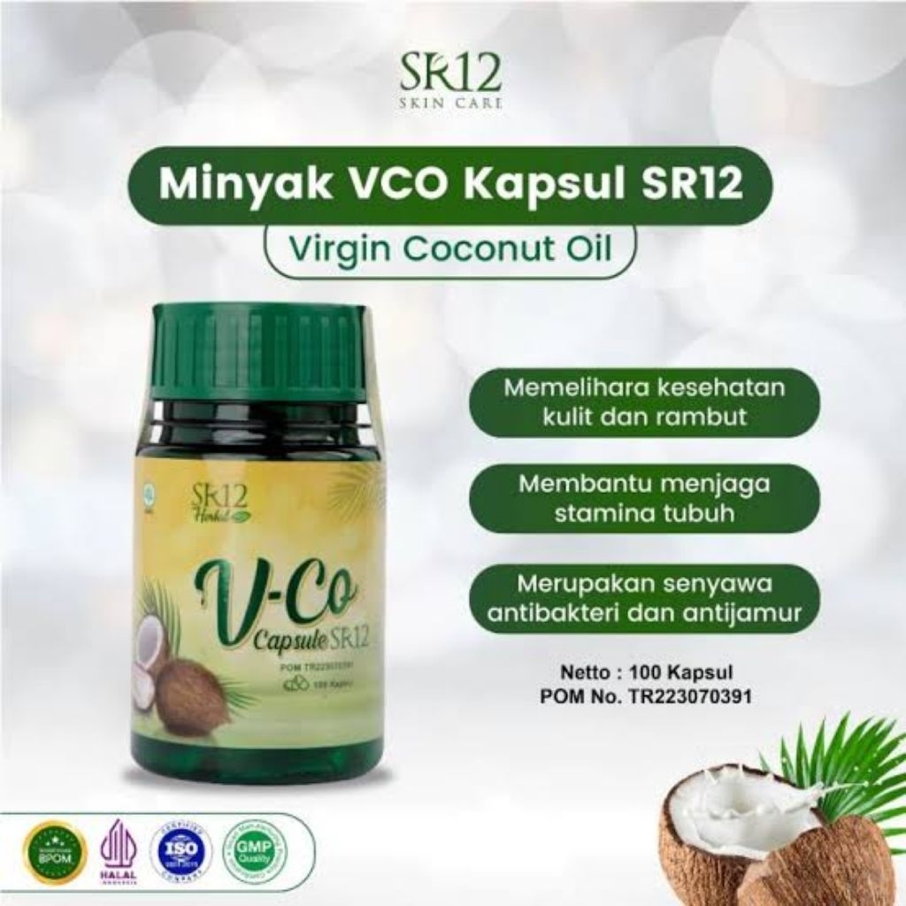 VCO SR12 Virgin Coconut Oil 100 Kapsul | Suplemen Minyak Kelapa Halal BPOM