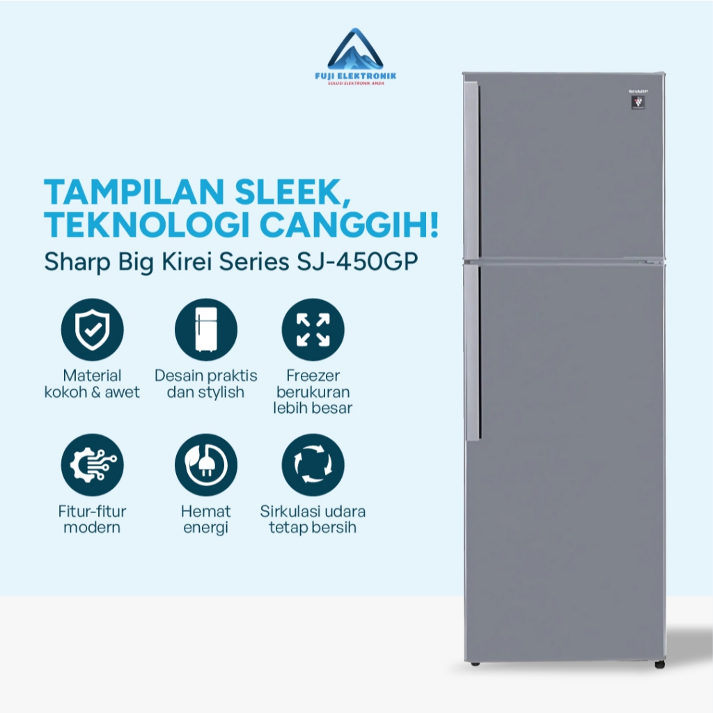 Sharp Kulkas SJ-450GP-SD Freezer Besar Inverter Anti Bau Desain Elegan Daya Rendah Garansi Resmi
