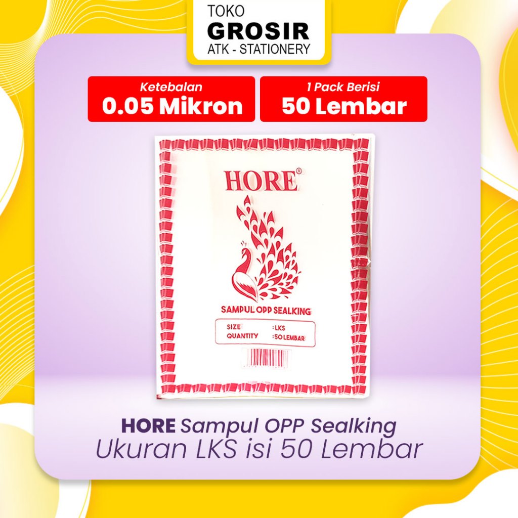 

(ISI 50) Hore Sampul OPP Sealking LKS 50 Lembar - Sampul Buku Plastik OPP 0.05 mm dengan Perekat