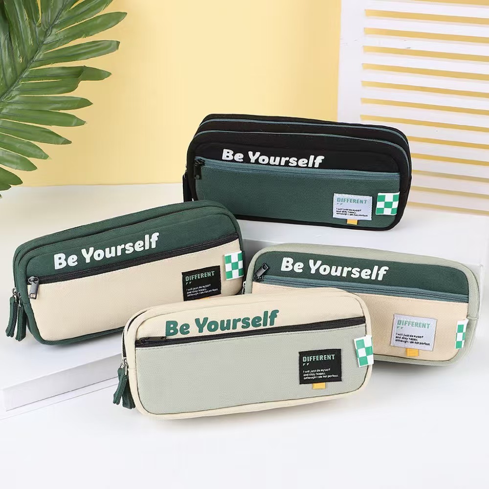 

Multi purpose three zipper pencil case, simple original design, large capacity, multi-layer storage, pencil case for students