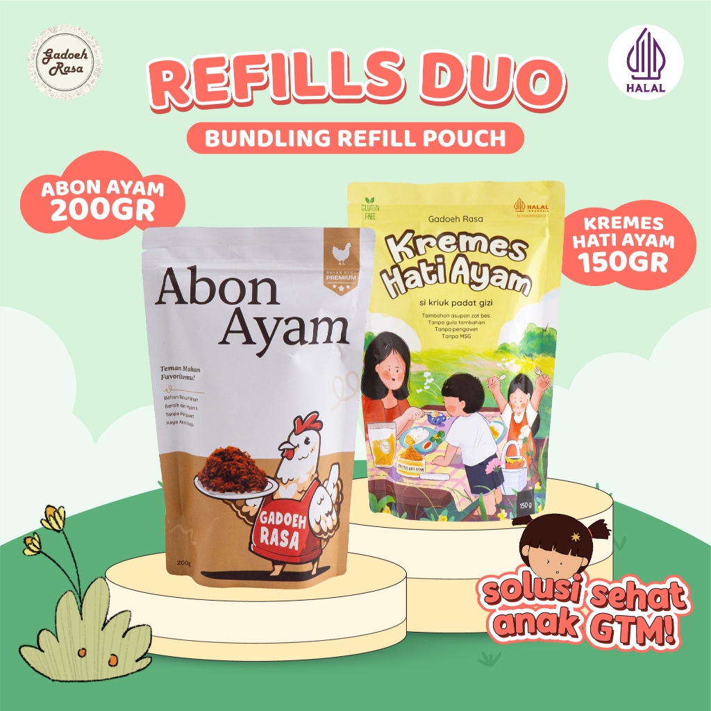 

Gadoeh Rasa Refills Duo Abon Ayam Refill 200gr+Kremes Hati ayam Refill 150gr